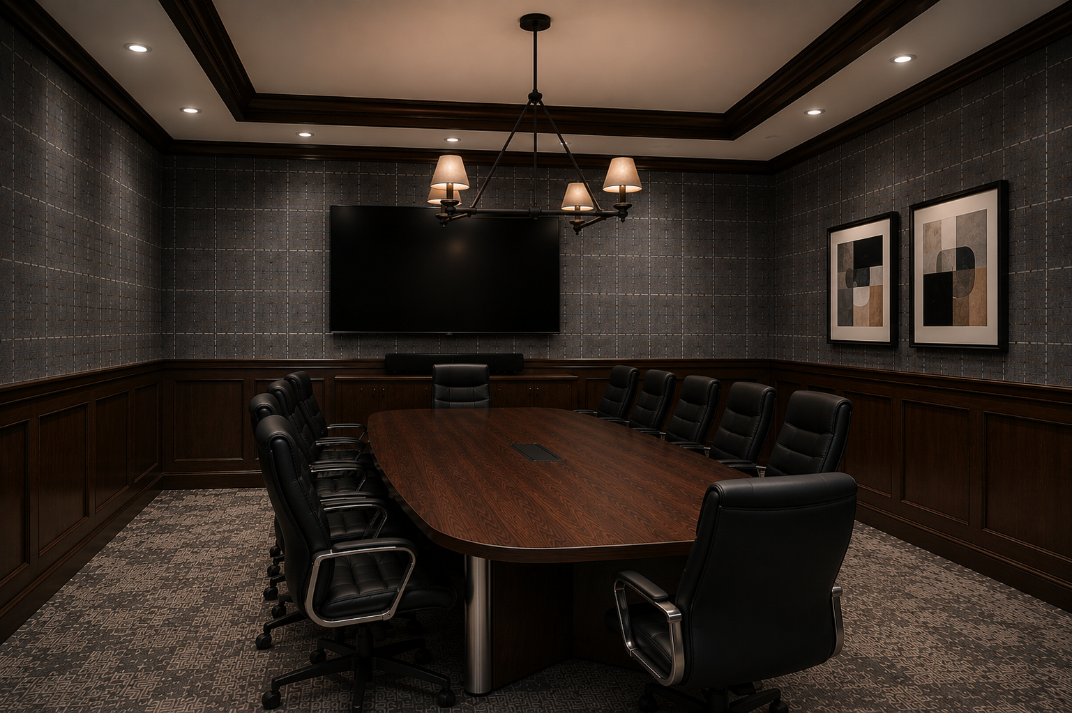 Executive conference room with presentation screen