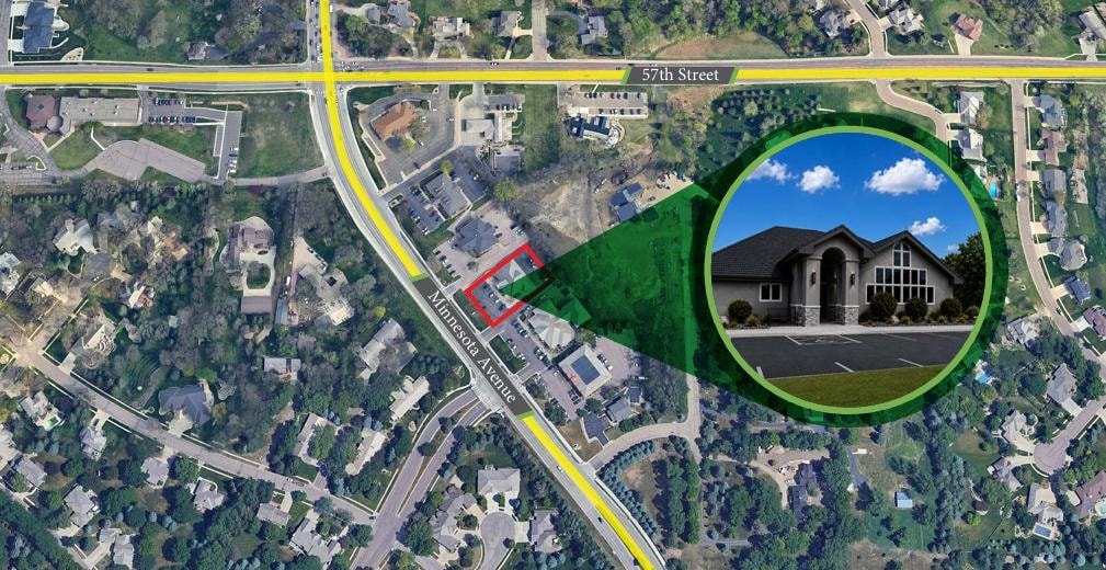Aerial map showing The Executive at 57th Street and Minnesota Avenue in Sioux Falls, SD
